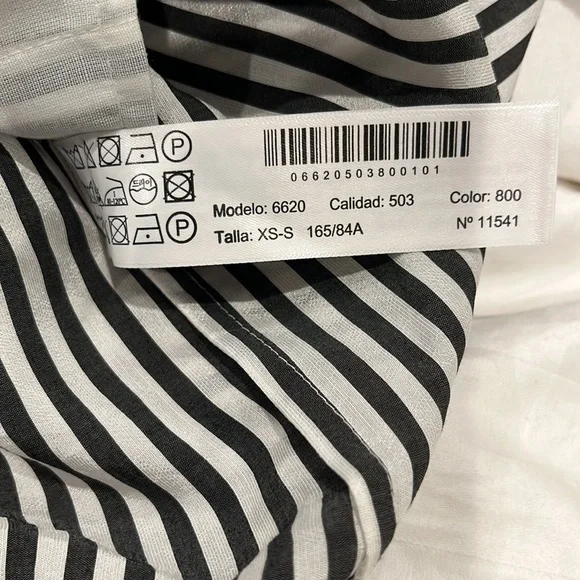 Massimo Dutti long sleeve belted button down black &white 3/4 length dress XS/S - Picture 12 of 16